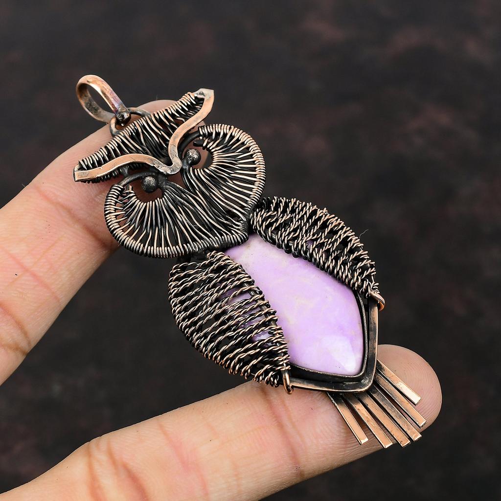 Подвеска из фосфосидеритовой проволоки, подвеска из медной проволоки, подвеска из драгоценного камня ручной работы, ювелирные изделия из фосфосидеритовой меди, уникальная подвеска в виде совы, подарок для него