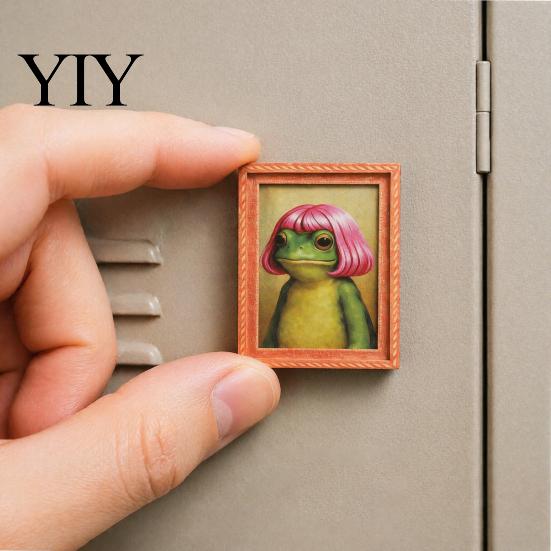 Frog Refrigerator Magnet Abstract Magnet, Framed Hairstyle Fridge Cartoon Home Kitchen Office Decoration Party Favors Decor