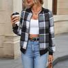 Women's Spring New Temperament Plaid Long Sleeve Jacket Zipper Coat Cardigan Top
