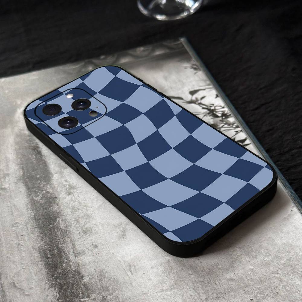 Checkerboard Phone Case Black Silicone Soft Shell For IPhone 17 16 15 14 13 12 11 Air Pro Max Plus Hot Sale