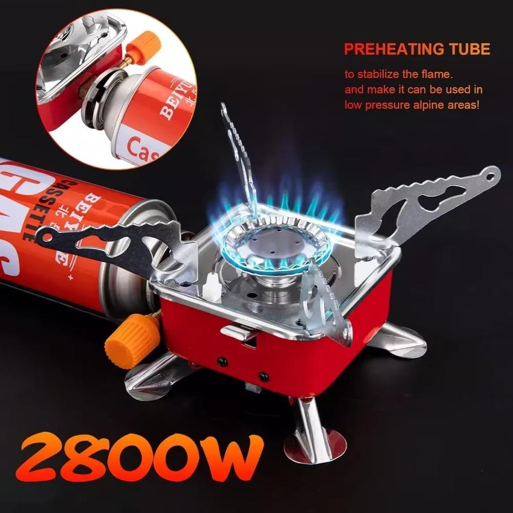 1 Camping Stove with Piezo Ignition, Collapsible, Pocket Rocket Backpacking Stove, Kitchen Tools