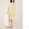 Yes Family Cotton Double Gauze Pajama Check Size Yellow Women's 100% Dress, Knee-Length, Flattering, Stylish, Pattern, XL,