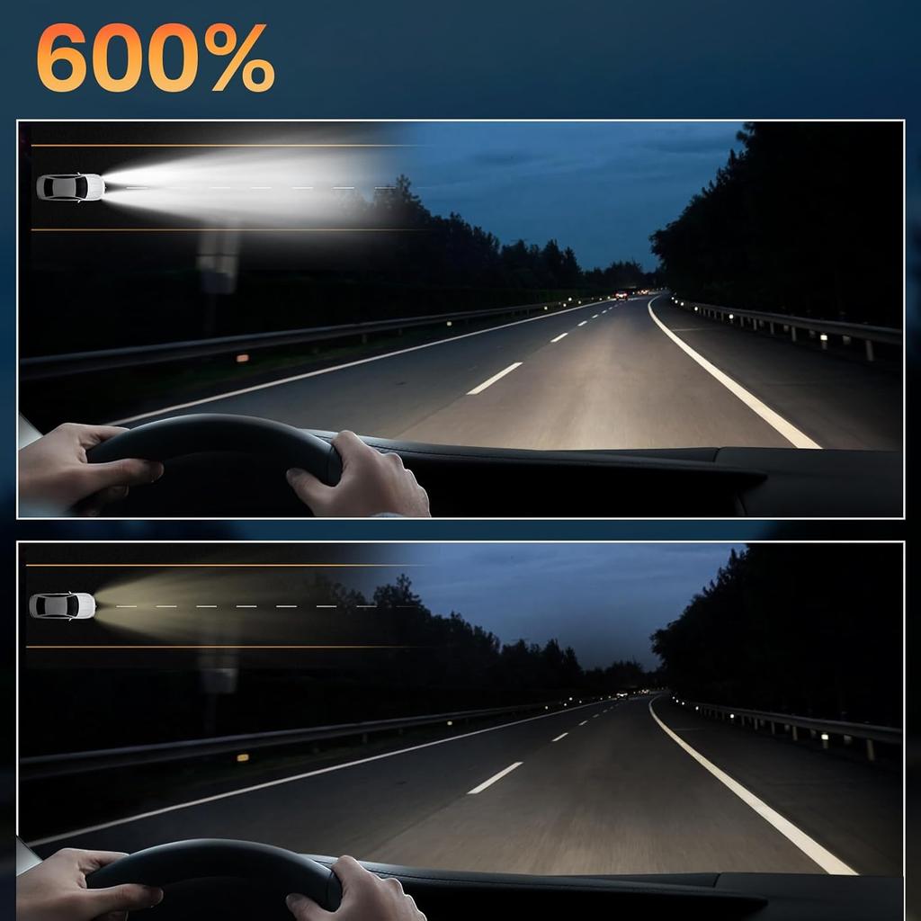 RCJ Fog Weather Light Bulbs, 9006/HB4 Bulbs 6000K Cool White With Cooling Fan, Plug-N-Play, Pack Of 2