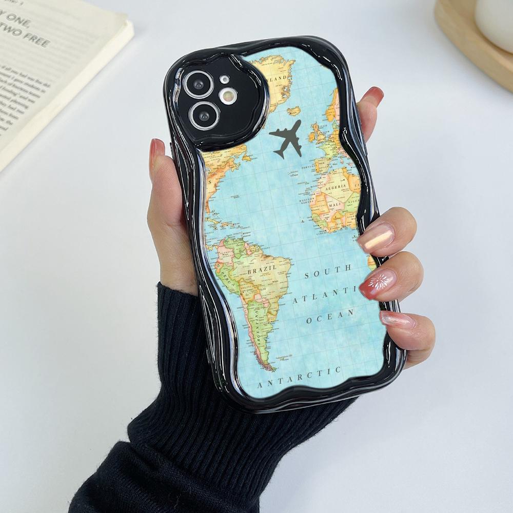 N90 Maps арт-дизайн Мягкие волнистые чехлы для телефонов для Samsung A54 A34 A13 A14 S23 S24 Ultra Xiaomi Redmi Note 13 12C Realme Infinix Защитный чехол-бампер