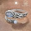 Ring,moonstone Ring,Silver Color,adjustable Ring,boho,vintage,spoon Ring,butterfly,synthetic Stone,gift