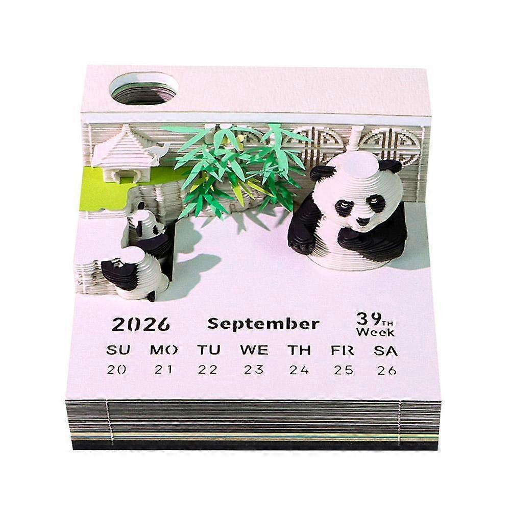 Creative Panda Bamboo Garden Paper Carving Model Desktop Ornament