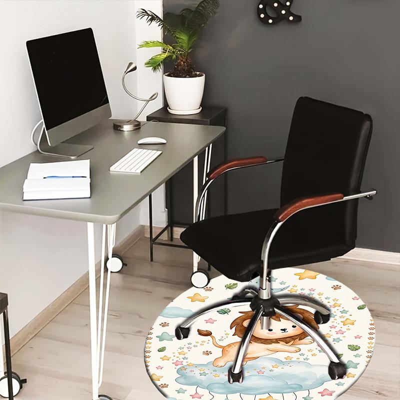 1PC Lion Cloud Non-Slip Floor Round carpet, Office, family, bedroom, Large Area Rug Indoor Rugs, Durable Polyester-L0393