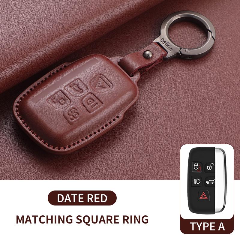 Leather Car Remote Key Case For Land Rover Range Rover Sport Evoque Freelander Velar Discovery 4 Auto Key Shell Fob Keychain