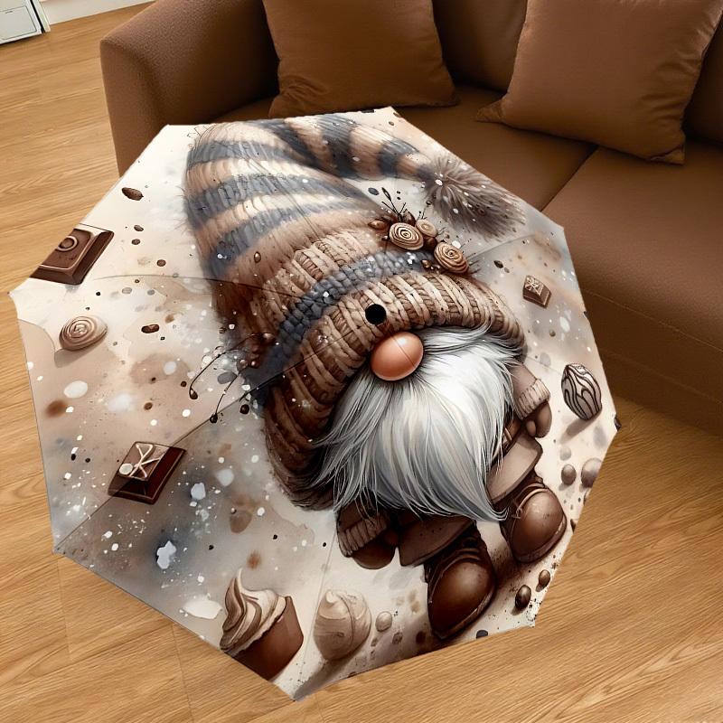 1PC Gnome ChocolateUmbrella-8-Rib Reinforced, Automatic Open, Lightweight & Durable, Cute Fashion Accessory for Outdoor-P175