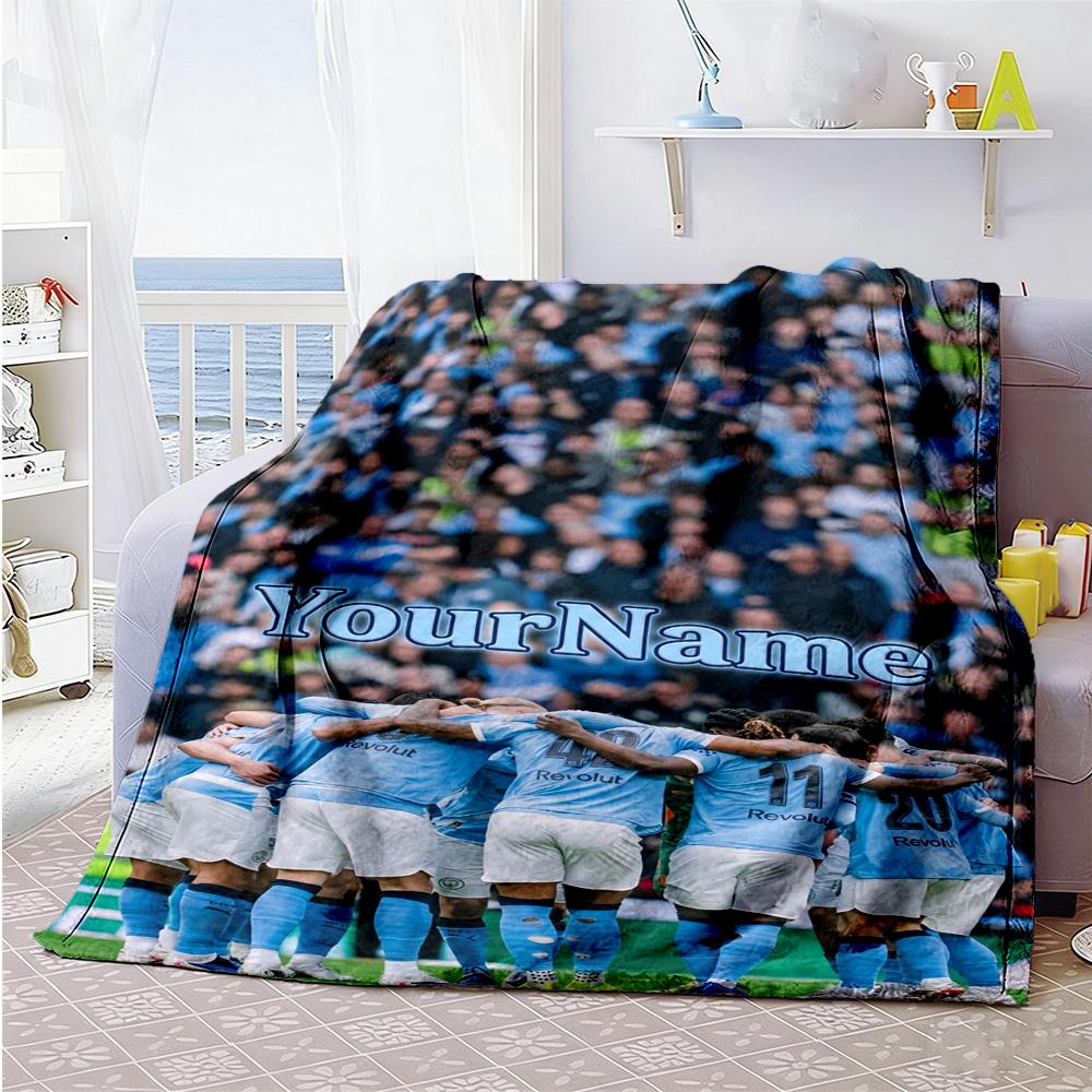 Manchester City Customize Your Name Blanket Lightweight Customizable Blanket Warmthful Decor Throw For Office Picnics Bed Nap Four Seasons Multipurpos