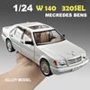 2024 New Simulation 1/24 Scale Benzs W140 320SEL Vintage Car Model With Sound Light Chidlren Diecast Alloy Toy Vehicle Collective Voiture