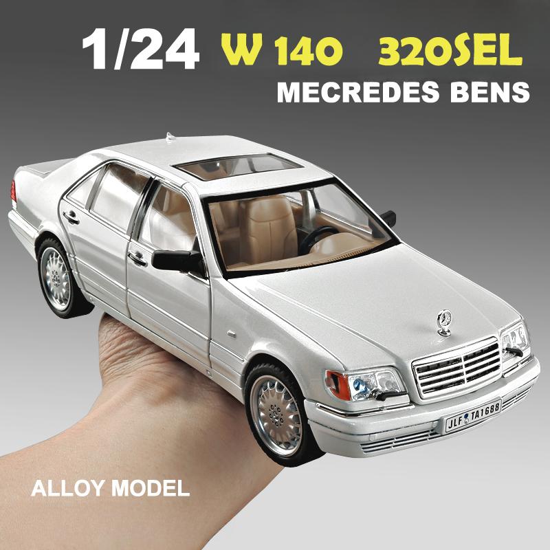 2024 New Simulation 1/24 Scale Benzs W140 320SEL Vintage Car Model With Sound Light Chidlren Diecast Alloy Toy Vehicle Collective Voiture