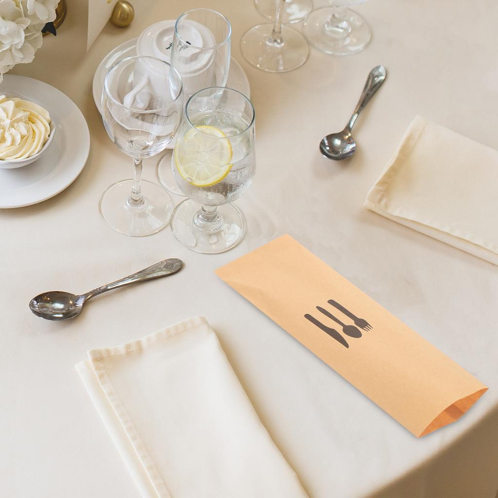 100 шт. Рождественский набор столовых приборов из крафтовой бумаги, салфетки для званого ужина, пакеты для столовых приборов, мешочки для хранения