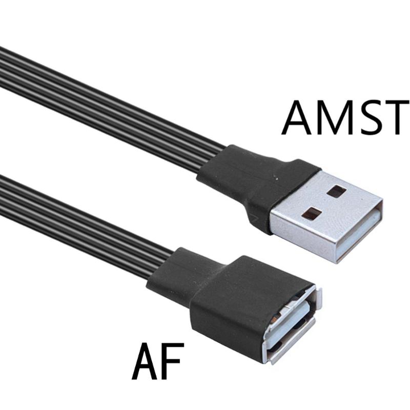 Прямая/90-градусная угловая USB 2.0 удлинительная кабель-удлинитель Male to Female, плоский кабель для мыши, клавиатуры, зарядки