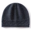 New cashmere blended rolled edge hollow warm knitted dome cashmere cap