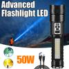 Супер яркий светодиодный фонарик мощностью 50 Вт с зарядкой от USB, тактический фонарик с зумом и индикатором питания, аварийный фонарь для кемпинга, рыбалки