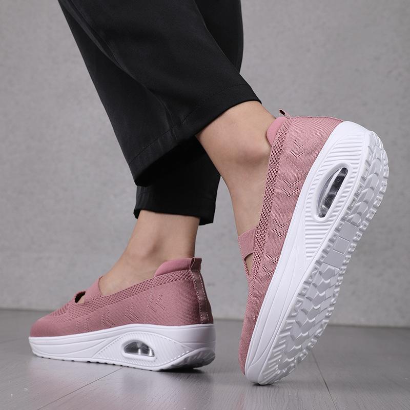 Женская весенняя дышащая повседневная обувь на толстой подошве с наклонным каблуком и воздушной подушкой, размер 36-42