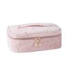 Yodilala Gold Stamp Makeup Cosmetics Storage Large Portable Compact Portable Beauty Bag with Steel Square Pink Square Bag Women's Pouch, & Washable,