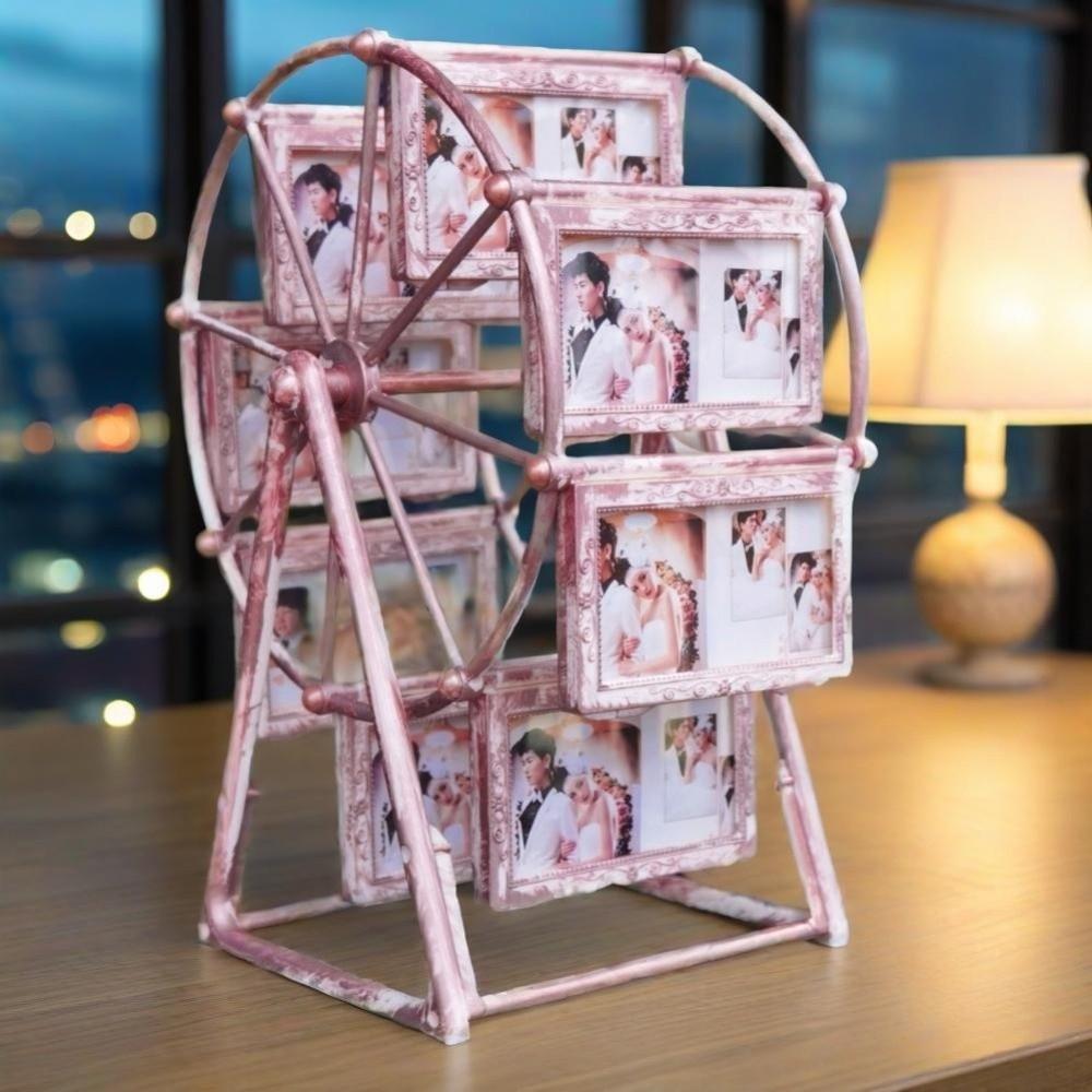 12 Picture Slots Rotatable Photo Frame 360° Spin Photo Display Shelf Birthday Gift