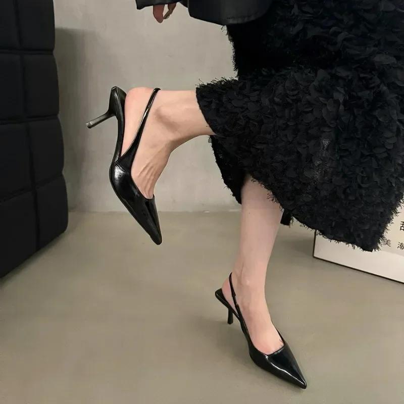 2024 Летние босоножки на высоком каблуке Женская обувь Модные остроносые сексуальные туфли на шпильках с леопардовым принтом Женская обувь Sandalen