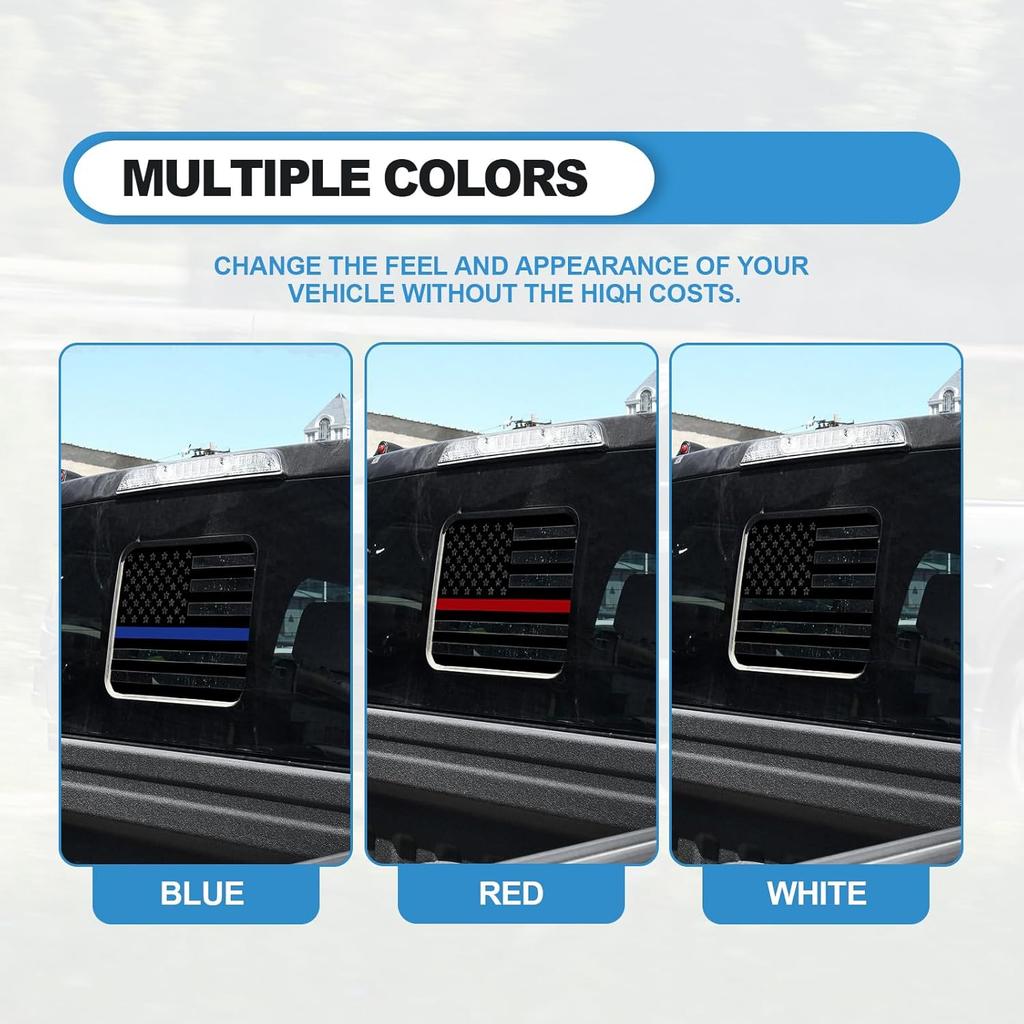 Back Sliding Window n US Flag Vinyl Decal, Auto Styling Compatible with Ford F150 F250 F350 2015 , Rear Middle Window n Flag Decal (Black Line)
