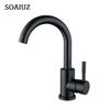 Черный смеситель для кухни, смеситель для раковины из нержавеющей стали 304, смеситель для горячей и холодной воды, черный смеситель для умывальника, гибкий смеситель для раковины