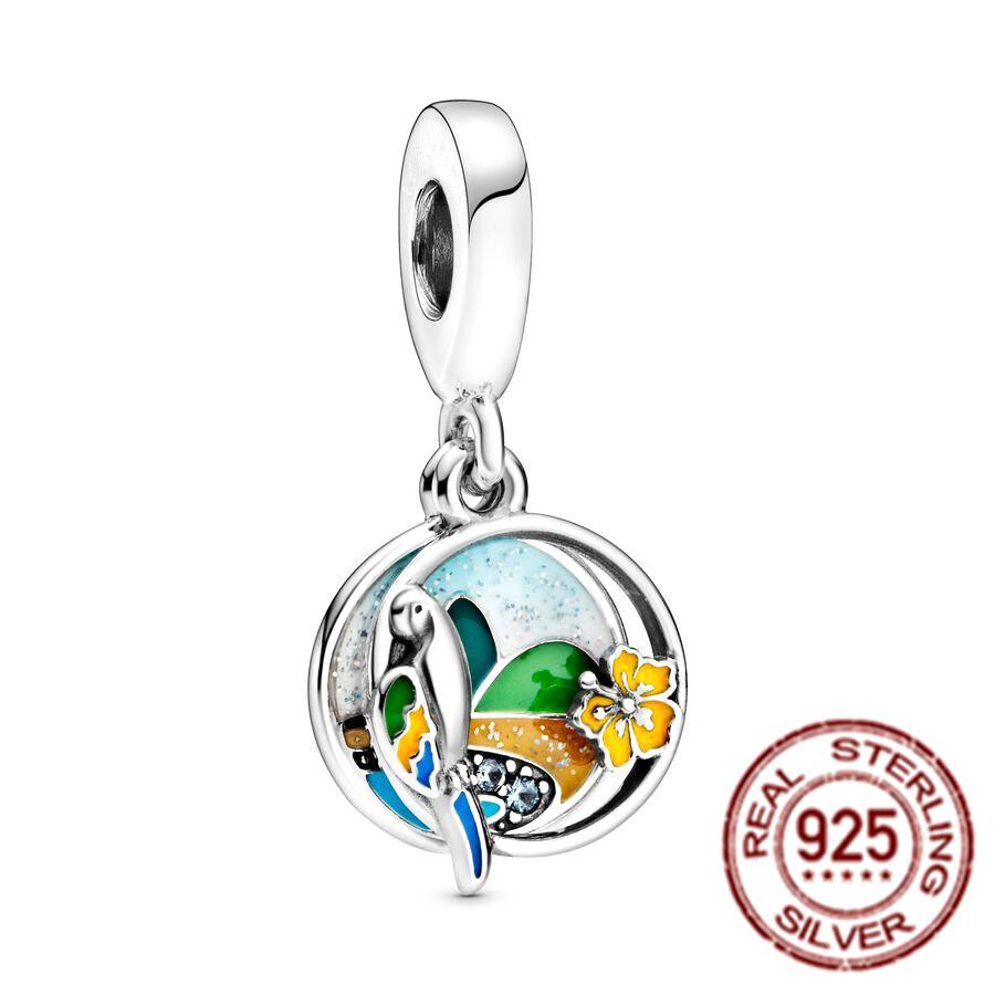 Набор из двух предметов узорчатых подвесок, стерлинговое серебро 925 пробы, подходит для оригинального браслета, рождественская подвеска в виде лисы, бусина, ювелирное изделие своими руками, подарок