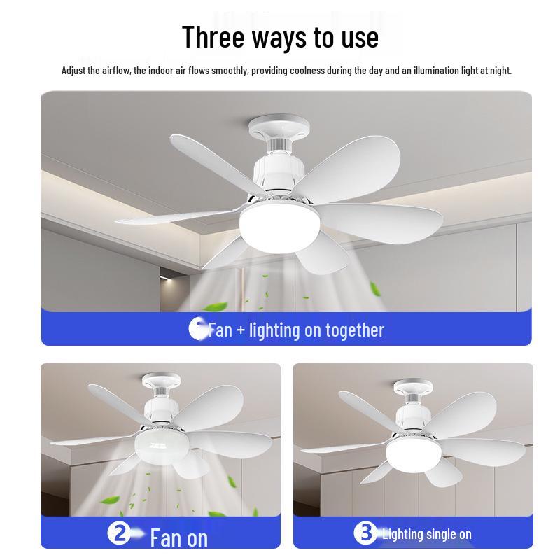 E27 LED Six-Leaf Remote Control Ceiling Fan with Silent Operation for Bedroom or Restaurant