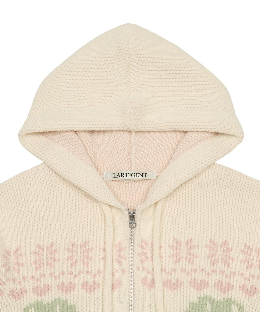 LARTIGENT [Disney] Chip And Dale_Knit Hood Zip-Up(Beige)