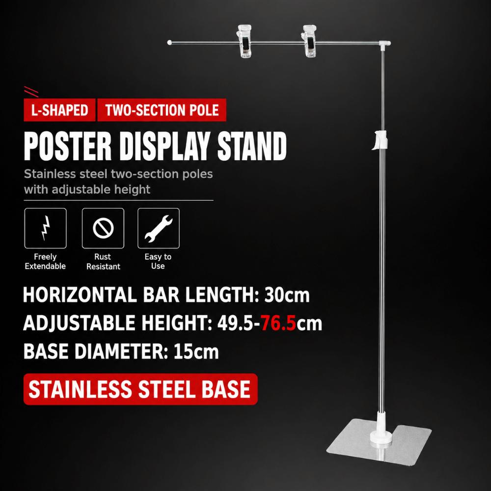 Adjustable POP Poster Stand Tabletop Vertical Sign Holder  Retail Shop Market Stall Advertising