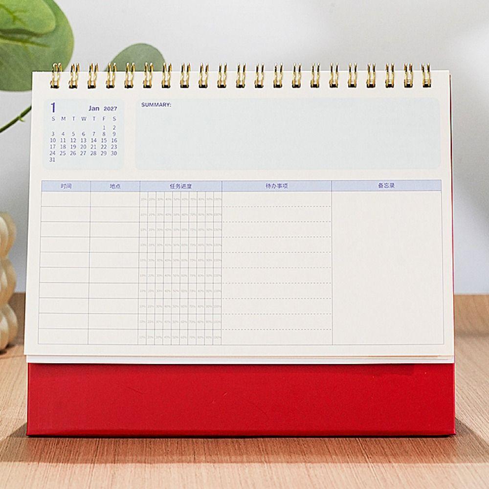 Morandi Color 2027 Desk Calendar Paper Standing Table Calendar Minimalist Flip Calendar Home Study