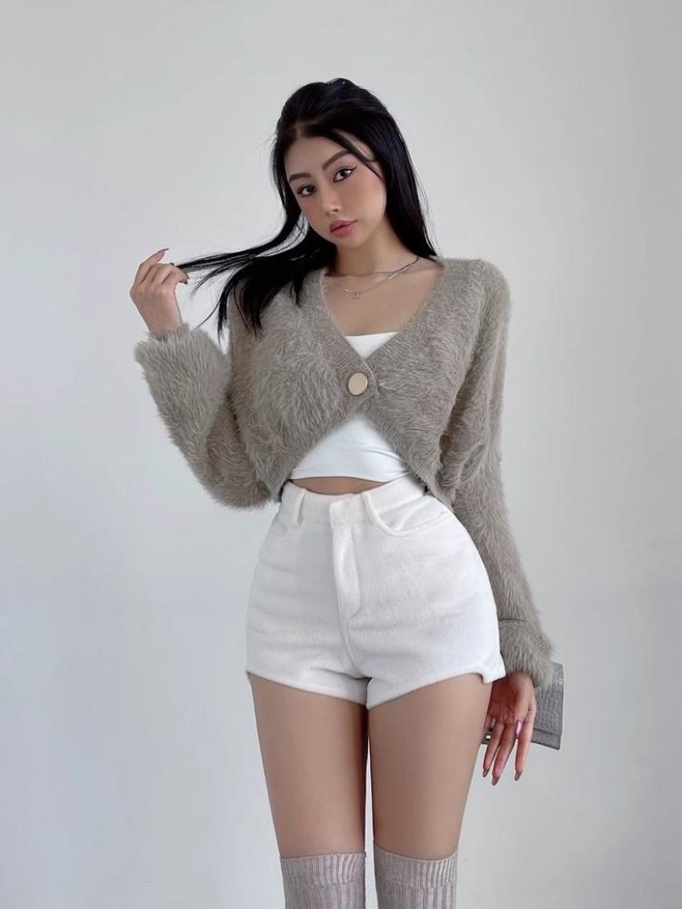 Sexy Shorts Women Winter Fashion New Irregular High Waist Solid Slim Wrap Hip Shorts Pockets Streetwear Female Casual