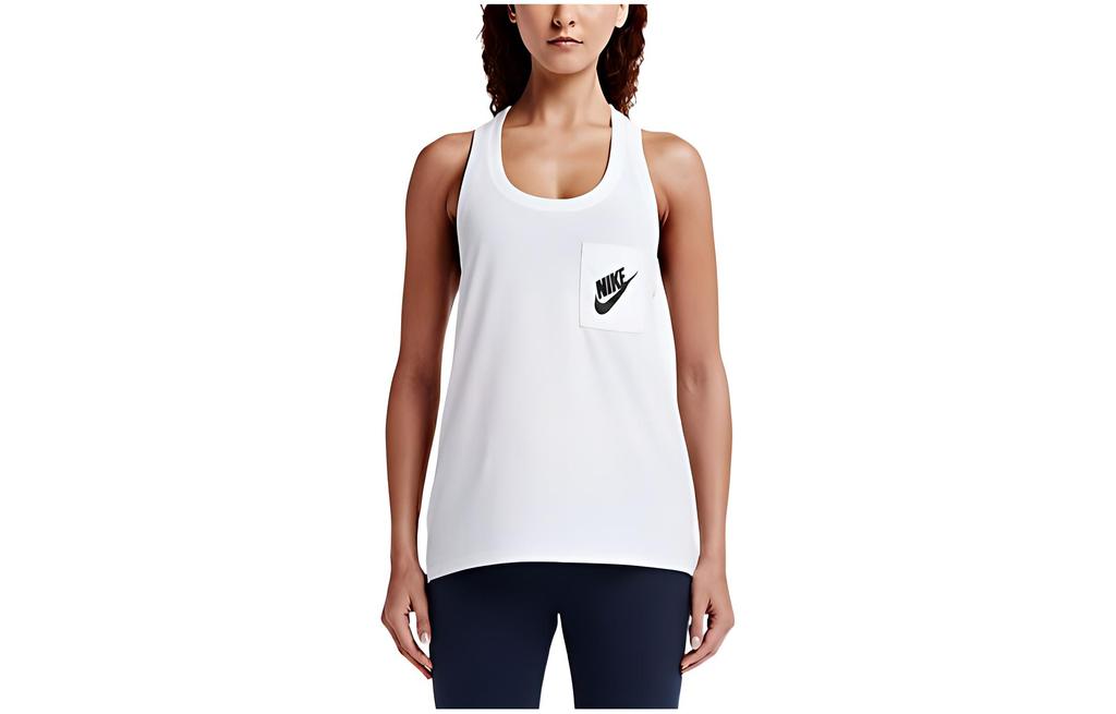 Nike Tank Tops Women's White U Neck Thin Straight Fit 726077-100