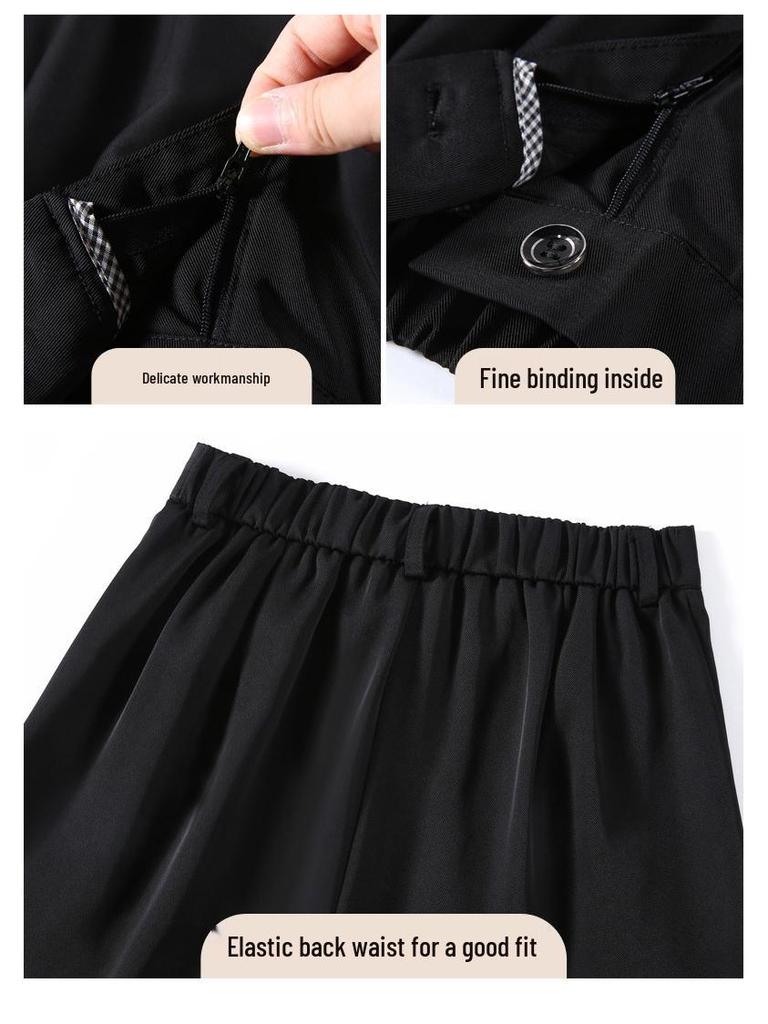 Женские прямые брюки с широкими штанинами и высокой посадкой - Весна/Осень, Стройнящие, Очень длинные, Драпирующиеся