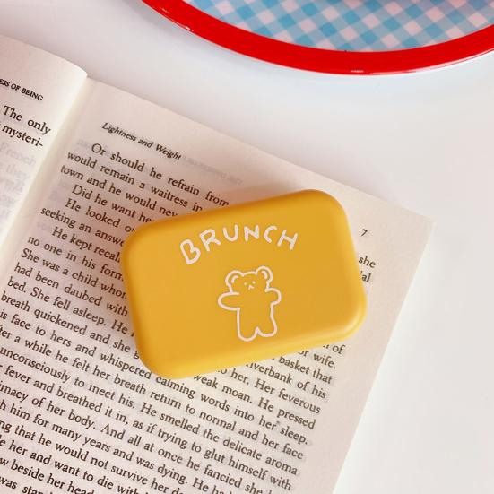 Cute Contact Lens Case Portable Portable Double Box with Tools Bear Print Lens Holder Easy to Carry Spill-proof Lens Storage for Daily Use Travel