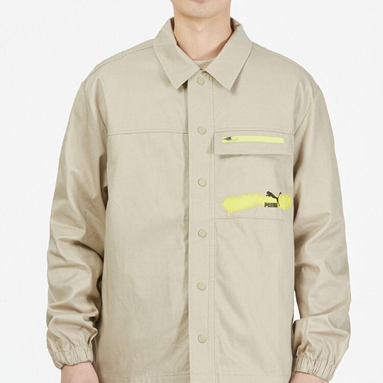 Puma Куртка с саржевым воротником и логотипом, мужская верхняя одежда, коричневый 536089-64