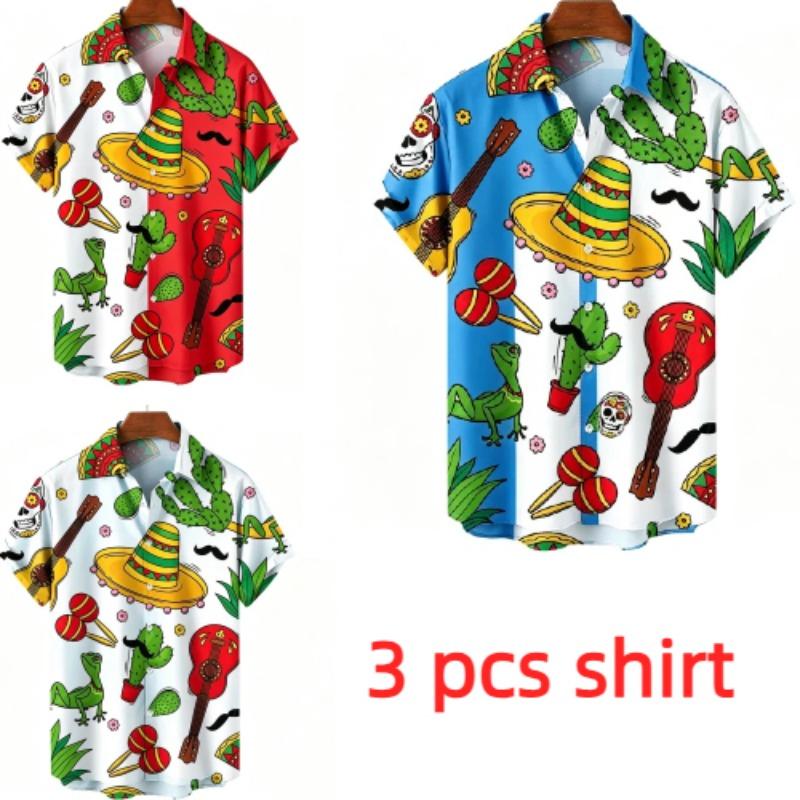 Vintage Fashion Men's Shirt Mexican Style 3D Printing Shirt Hawaiian Beach Vacation Clothing Men's Street Style Shirt Daily Men's and Women's Shirt