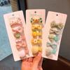 5pcs/set Korean Cute Hairpin for Baby Girl Bow Plsuh Ball Sweet Baby Girl Hair Clip Full Fabric Bang Side Baby Hair Accessories
