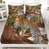 African Savannah Wildlife Style Fitted Sheet Set Soft Breathable Bedding Set Elephant Lion Leopard Printed Mattress Covers
