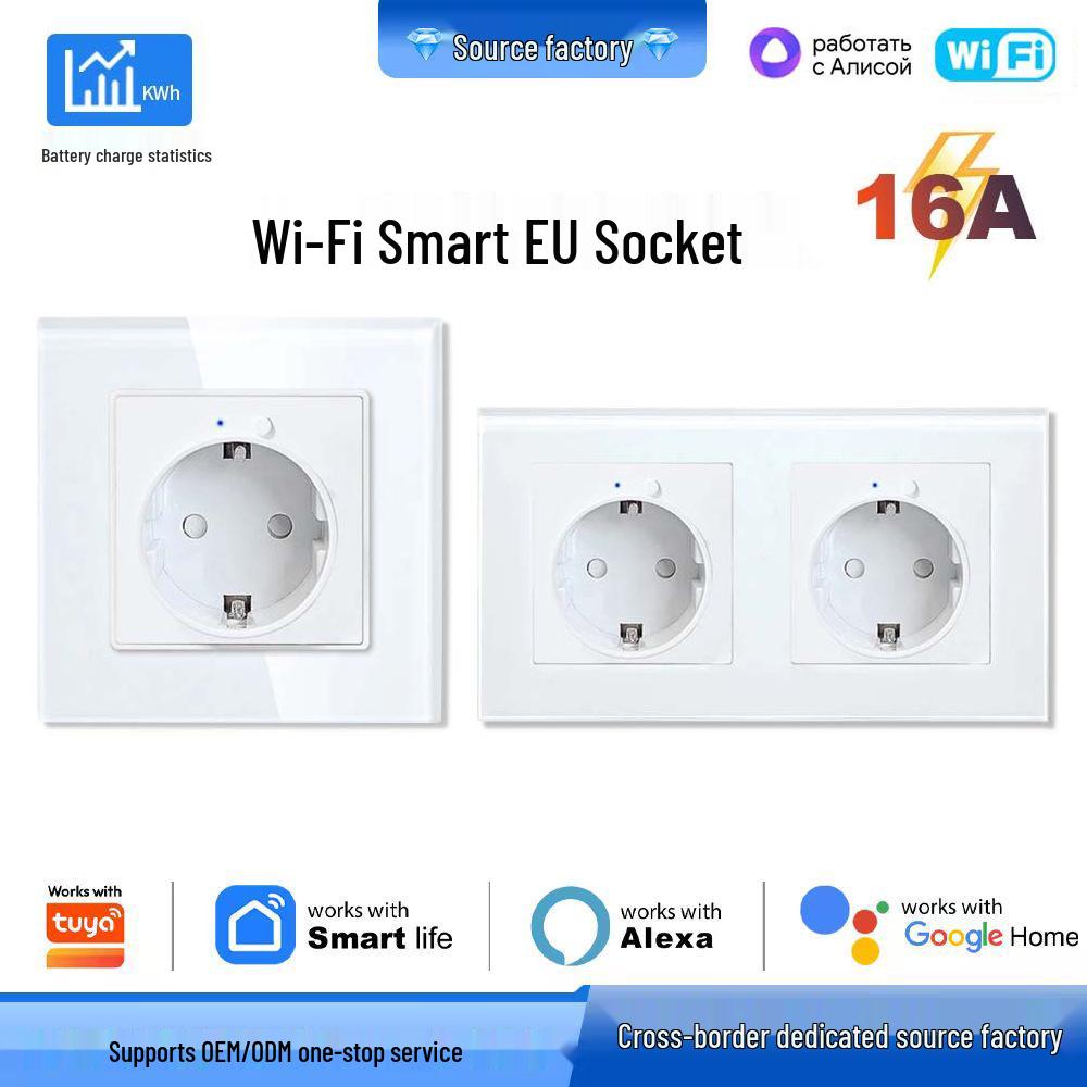 Европейская умная двойная розетка - Дистанционное управление по WiFi с помощью голоса и таймера