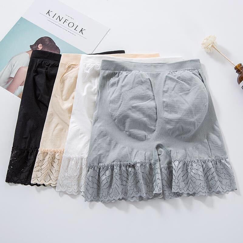 Lace Safety Pants Underwear Two-in-one High Waist Abdomen Summer Anti-exposure Lace Leggings Ice Silk Shorts