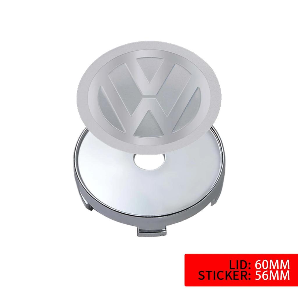 4Pcs Car Wheel Center Hub Caps Covers Badge 60MM/63MM/68MM Compatible with Volkswagen VW R GTI Passat CC Golf MK4 TSI GTD Touare zp9