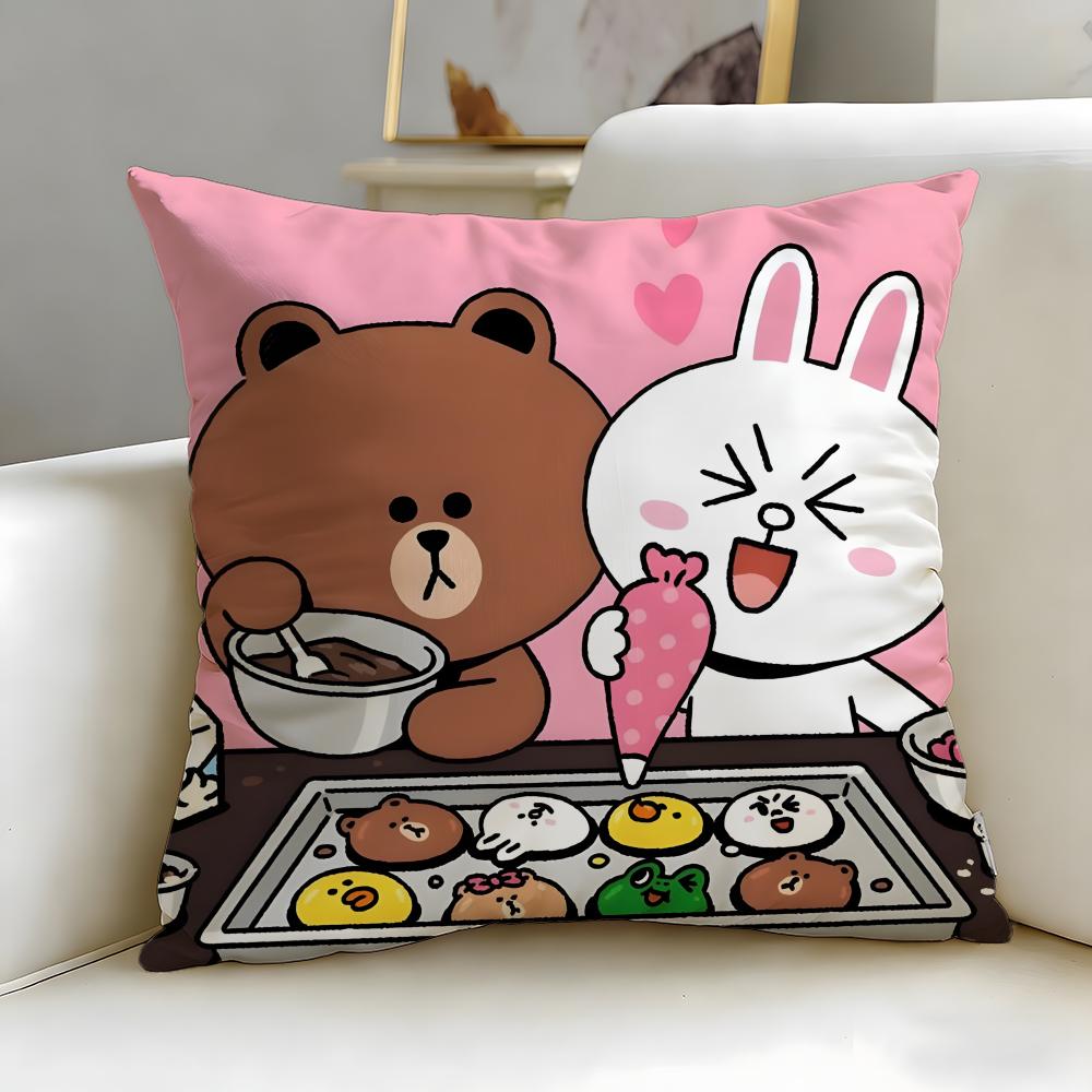 Популярный мультяшный бренд LINE friends Наволочка Мягкая и Легко стирающаяся – Универсальная для Дивана, Кровати, Путешествий и Офиса