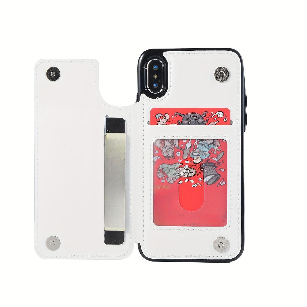 Чехол для телефона-кошелька с держателем для карт, чехол с подставкой для карт из искусственной кожи, двойной магнитной застежкой и прочным противоударным чехлом, для IPhone