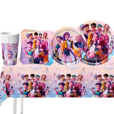 Новый набор декораций для дня рождения в стиле k-pop 'Охотники на демонов', посуда, стаканчики, тарелки, салфетки для девочек, принадлежности для детского праздника