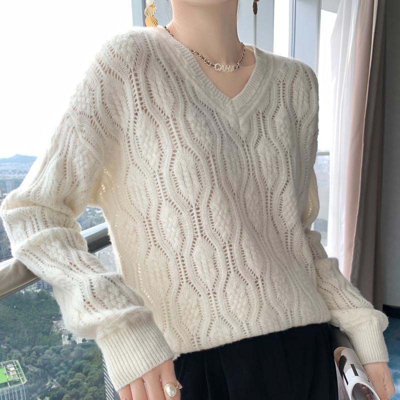 Женский кашемировый свитер Qinghe Cashmere 30% кашемир 70% шерсть Осень и Зима Кашемировый плотный пуловер Мягкий и теплый