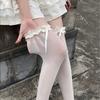Women Lace Black White Ruffle Long Socks Women Girls Sweet Stockings JK Lolita Nylon Lace Leggings Over The Knee Bowknot Hosiery