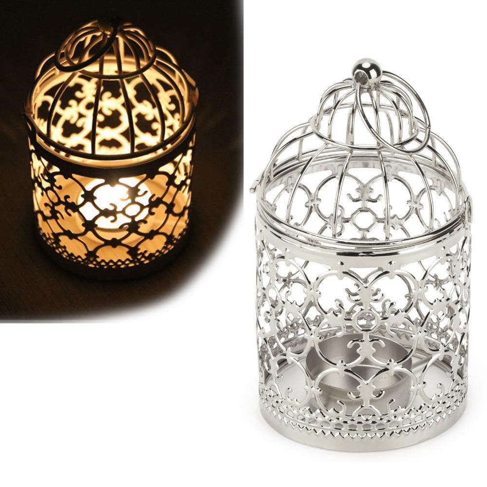 Iron Hanging Lantern Candle Holder Electroplated Birdcage Candlestick Decorations Gift For Events