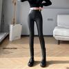 Fleece Matte PU Leather Pants Women Autumn Winter Leggings Elastic High Waist Slim Skinny Windproof Warm Sexy Legging
