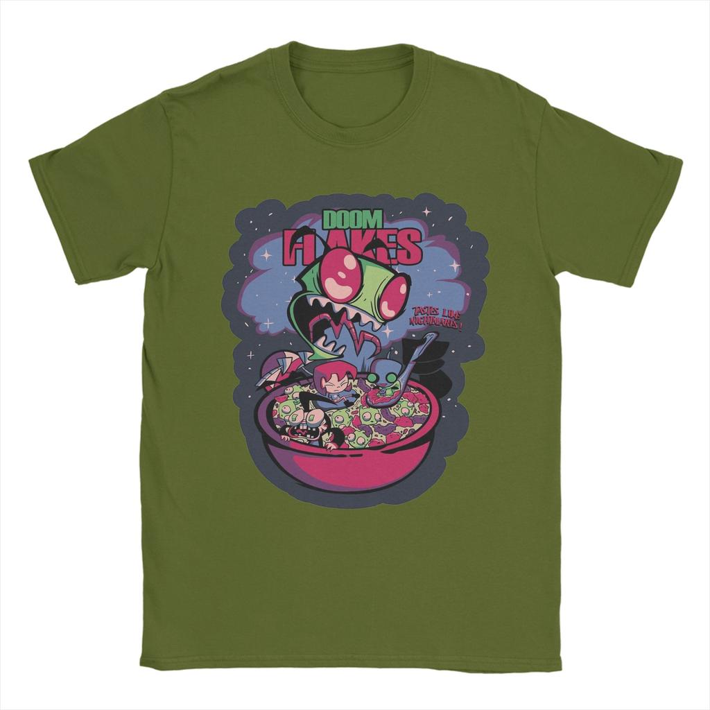 Мужская футболка с принтом Invader Zim Хлопковые топы Уникальная футболка с коротким рукавом и круглым вырезом Оригинальные футболки